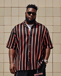 Big & Tall Colorblock Striped Short Sleeve Shirt for big men