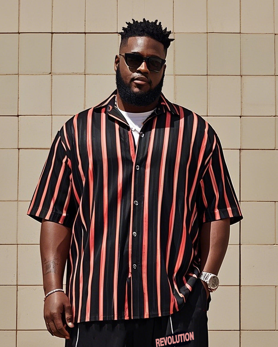 Big & Tall Colorblock Striped Short Sleeve Shirt for big men