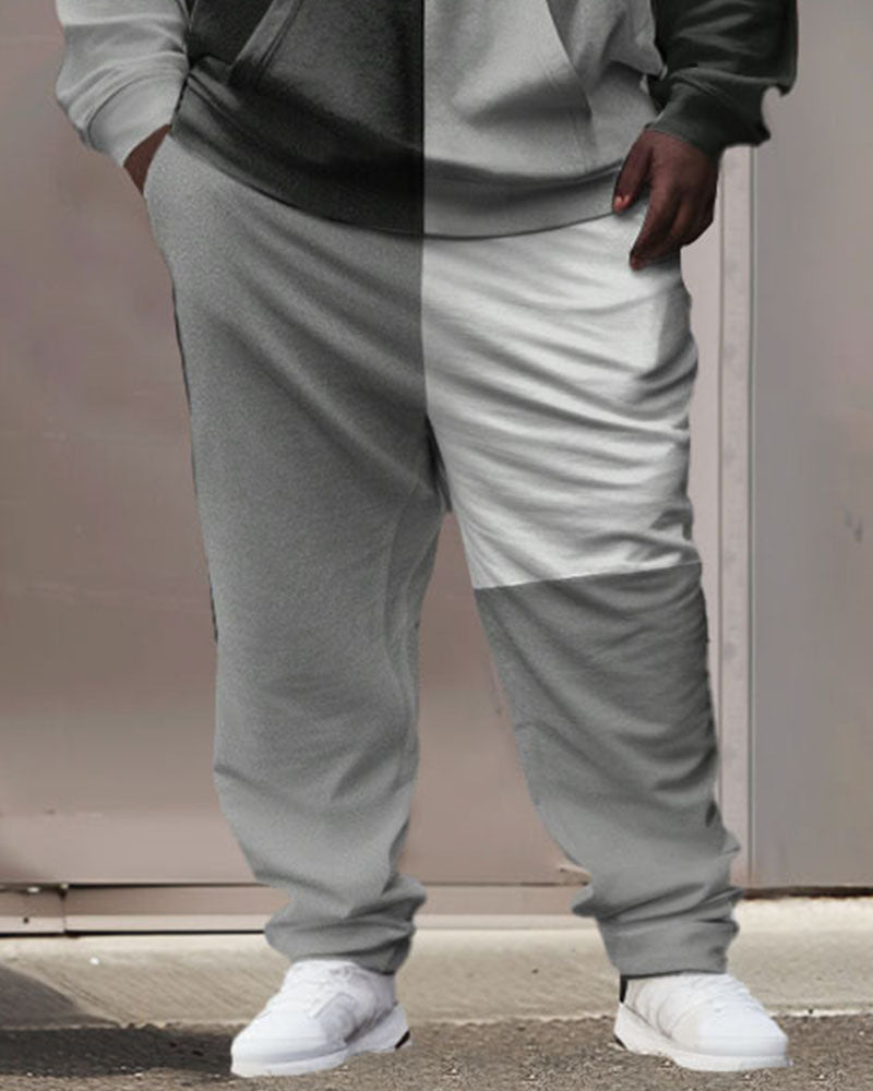 Big & Tall Black Gray Hoodie Sweatpants Set for big men view 3