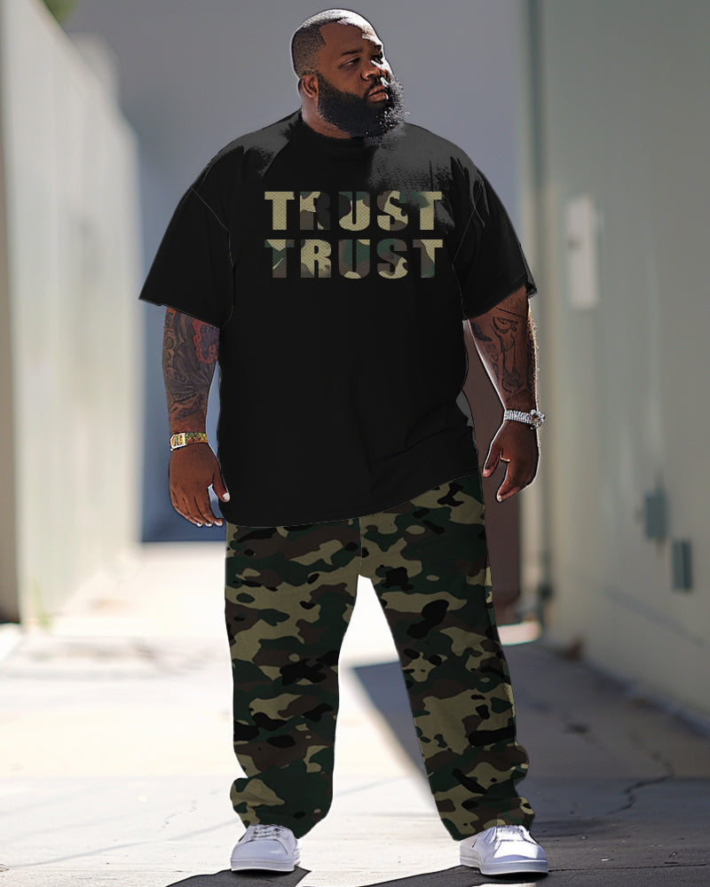 Big & Tall Graphic Camouflage T-Shirt Pants Set for big men view 1