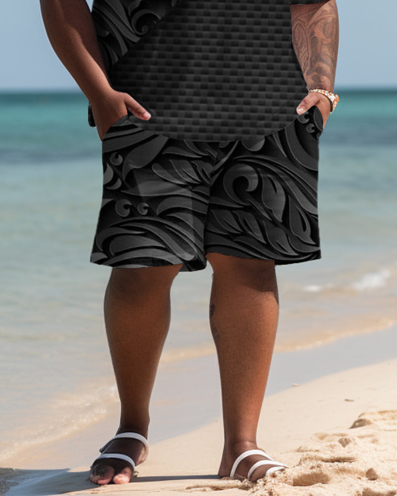 Big & Tall Hawaiian T-Shirt Shorts Set for big men view 3