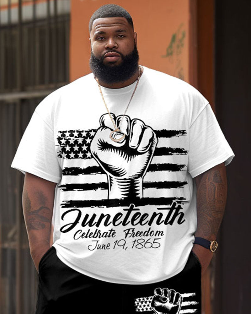 Big & Tall Juneteenth T-Shirt Shorts Set for big men view 3