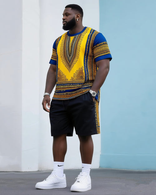 Big & Tall Vintage T-Shirt Shorts Set for big men view 1
