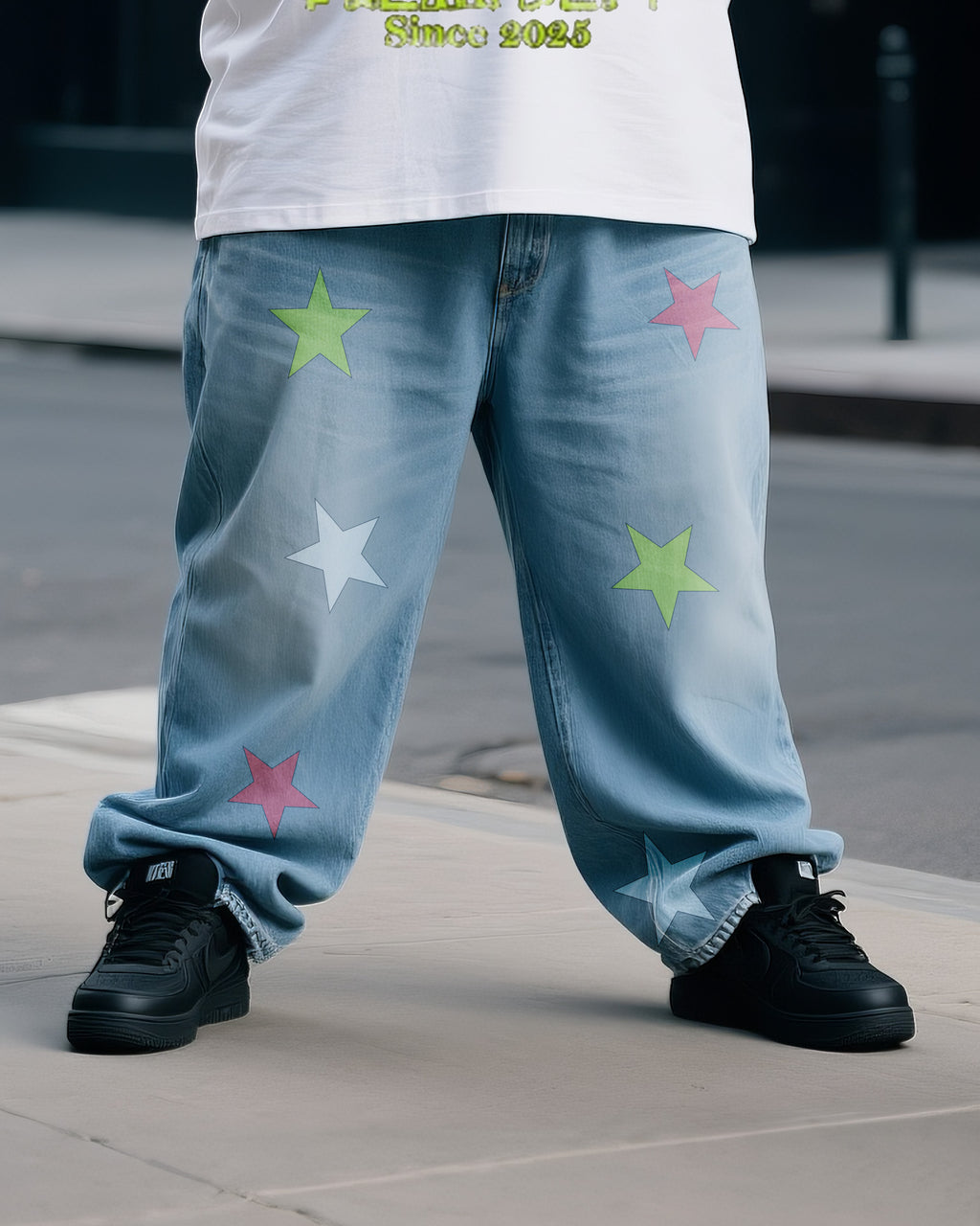 Big & Tall Denim T-Shirt Pants Set for big men view 3