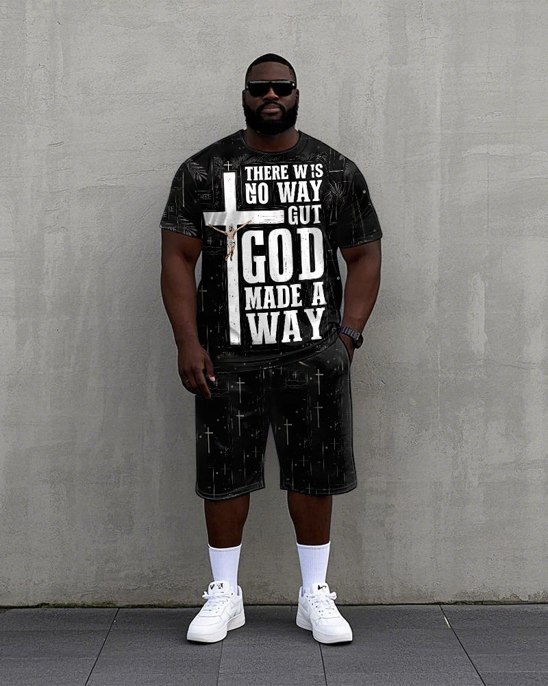 Big & Tall Graphic T-Shirt Shorts Set for big men view 1