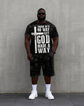 Big & Tall Graphic T-Shirt Shorts Set for big men view 1