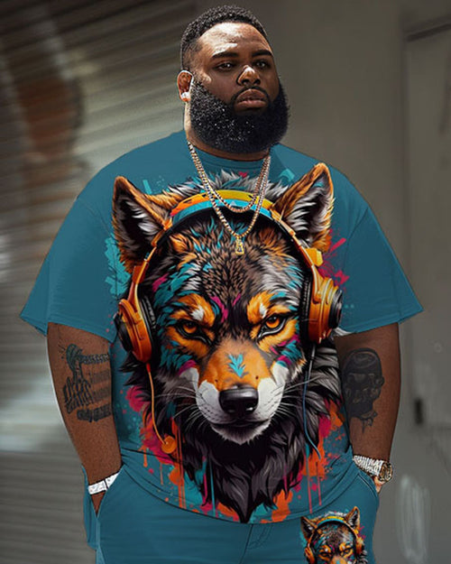 Big & Tall Graphic Graffiti T-Shirt Shorts Set for big men view 2