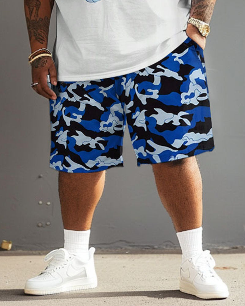 Big & Tall Graphic Graffiti T-Shirt Shorts Set for big men view 4