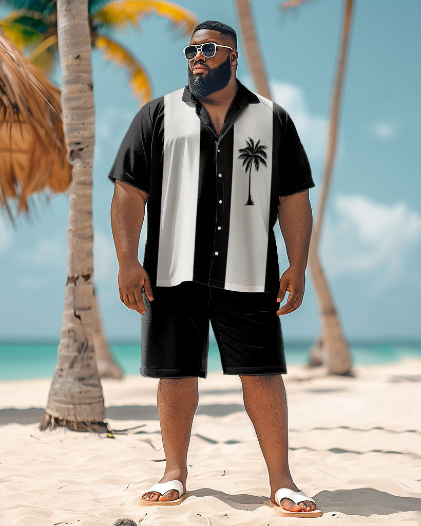 Big & Tall Hawaiian Graphic T-Shirt Shorts Set for big men view 1