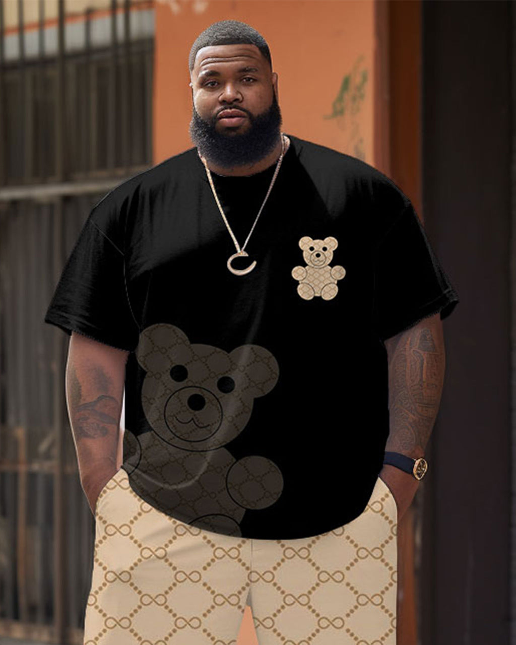 Big & Tall Graphic T-Shirt Shorts Set for big men view 2