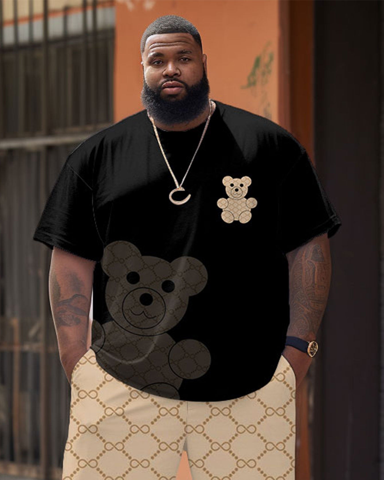Big & Tall Graphic T-Shirt Shorts Set for big men view 2