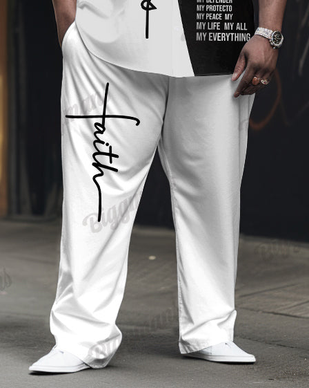 Big & Tall Graphic Vintage T-Shirt Pants Set for big men view 3