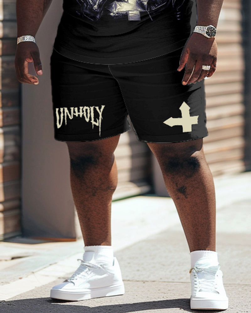 Big & Tall Graphic Streetwear Vintage Two-piece Set for big men view 3