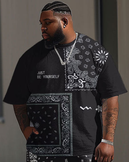 Big & Tall Graphic Athletic T-Shirt Pants Set for big men view 2