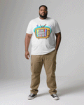 Big & Tall White Khaki T-Shirt Pants Set for big men view 2
