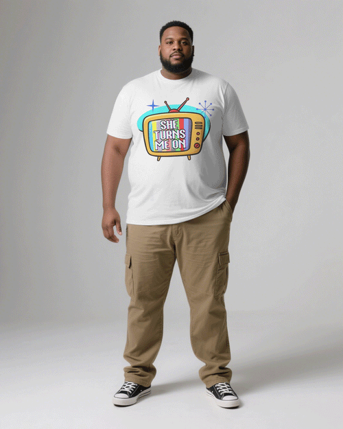 Big & Tall White Khaki T-Shirt Pants Set for big men view 2