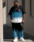 Big & Tall Gradient Graphic T-Shirt Pants Set for big men view 1