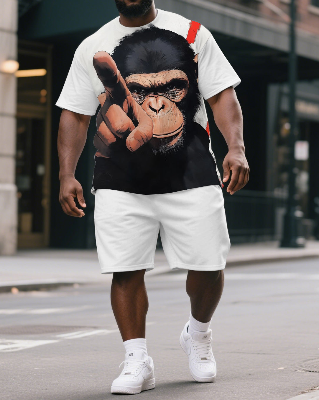 Big & Tall Graphic T-Shirt Shorts Set for big men view 1