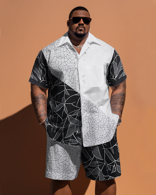 Big & Tall Patchwork T-Shirt Shorts Set for big men view 1
