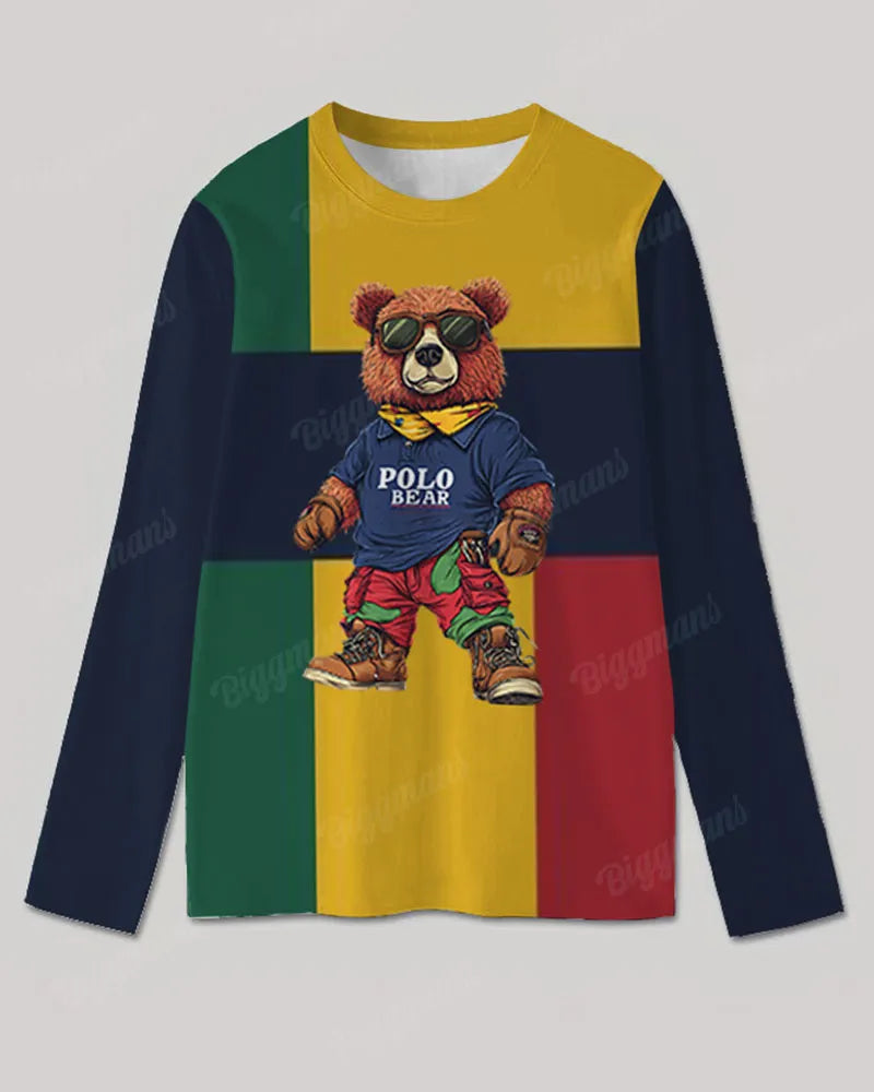 Big & Tall Colorblock Striped T-Shirt Pants Set for big men view 3
