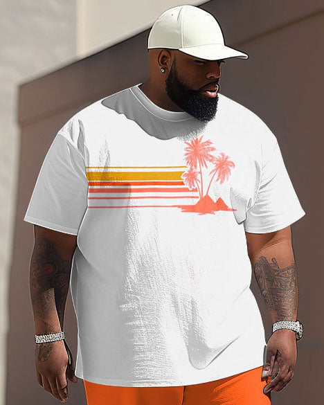 Big & Tall Hawaiian Gradient T-Shirt Pants Set for big men view 2