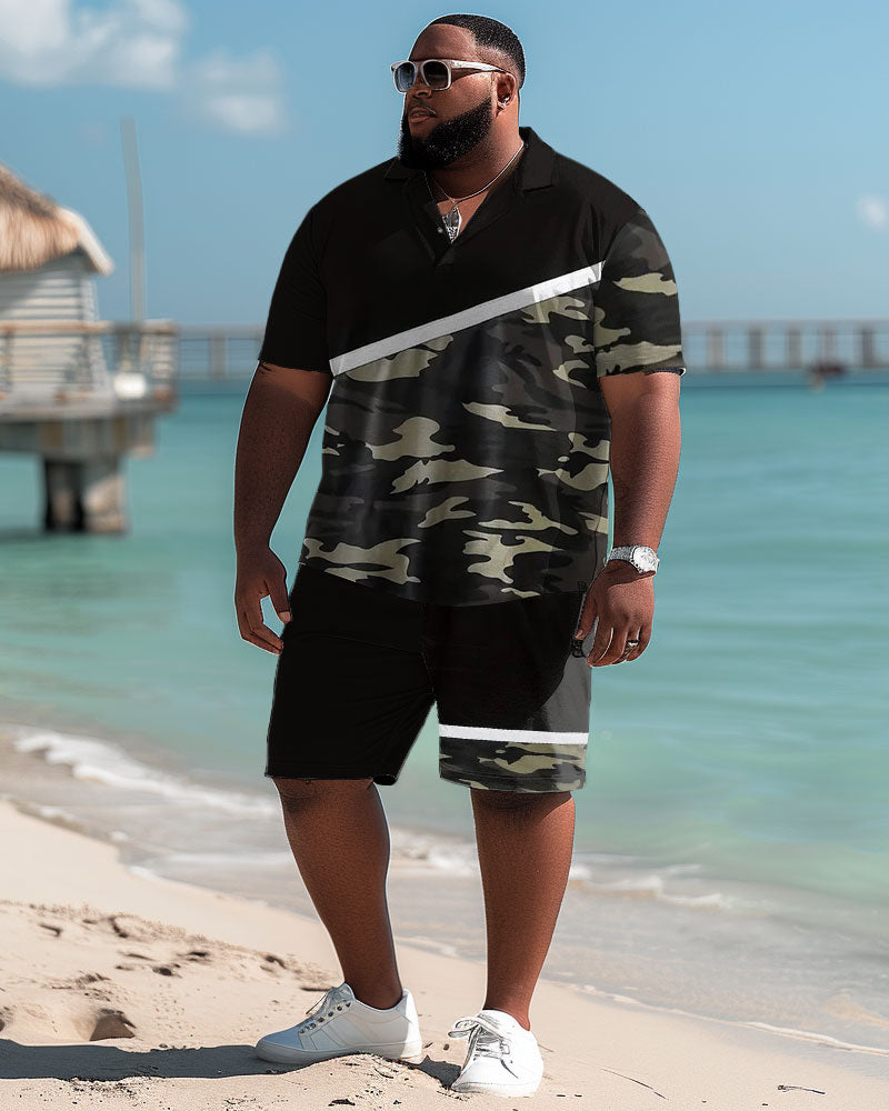 Big & Tall Colorblock Graphic Two-piece Set for big men view 2