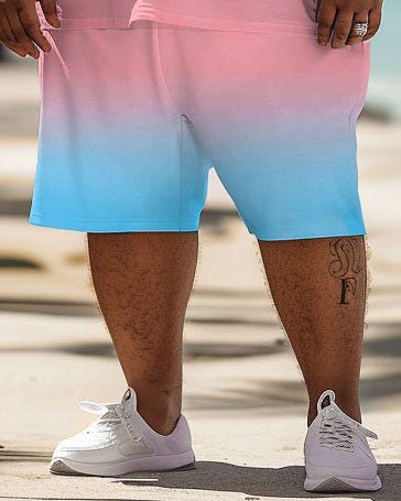 Big & Tall Hawaiian Gradient T-Shirt Shorts Set for big men view 4