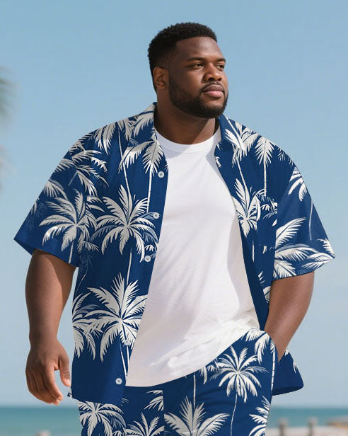 Big & Tall Hawaiian T-Shirt Shorts Set for big men view 2