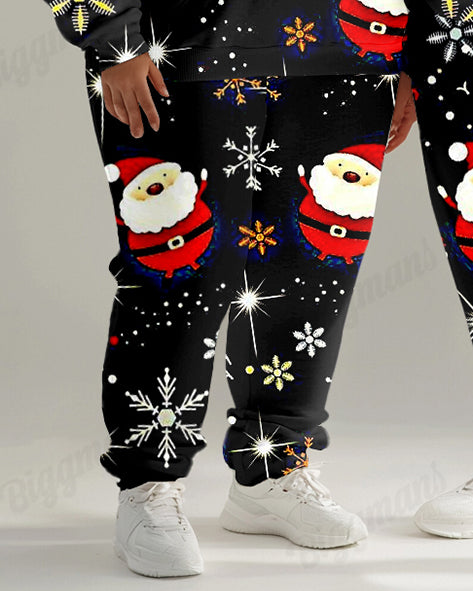 Big & Tall Black Graphic Hoodie Sweatpants Set for big men view 4