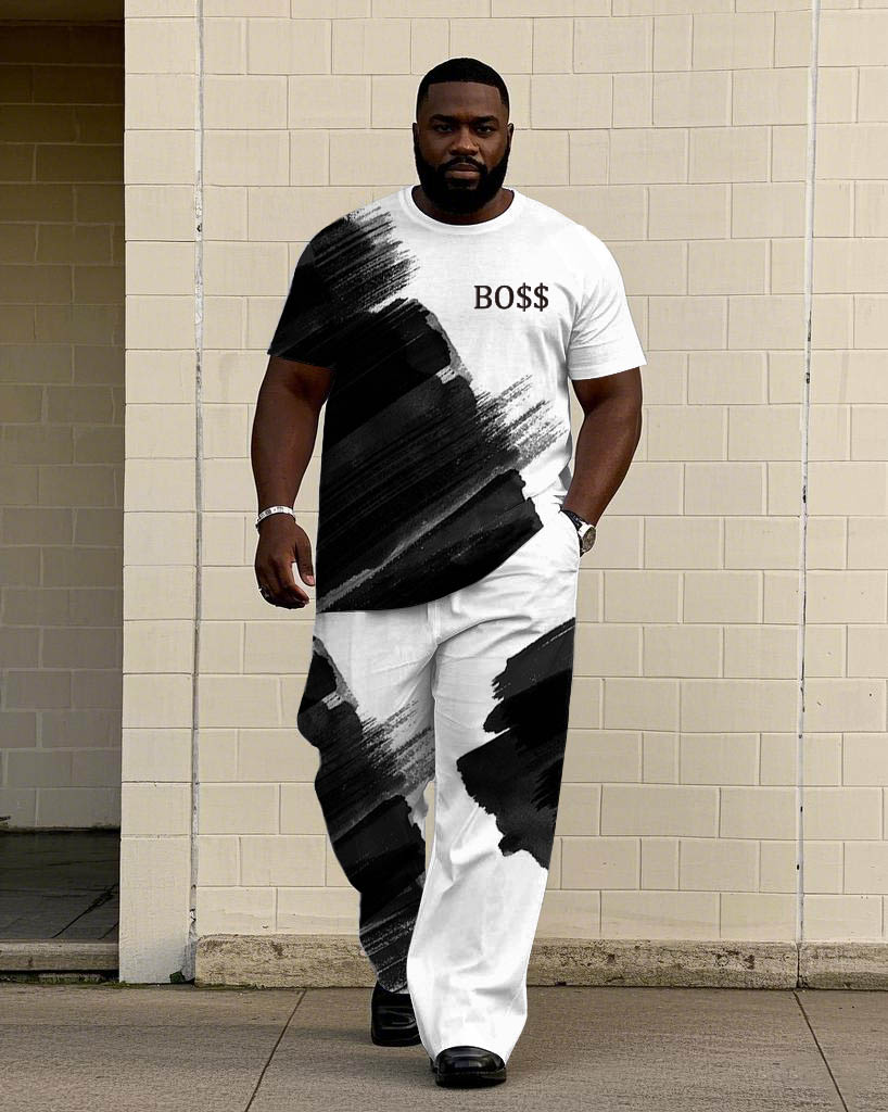 Big & Tall Streetwear T-Shirt Pants Set for big men view 1