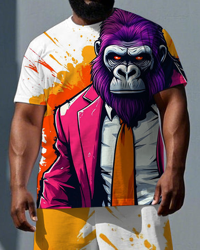 Big & Tall Streetwear T-Shirt Shorts Set for big men view 2