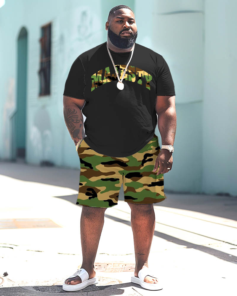 Big & Tall Graphic Camouflage T-Shirt Shorts Set for big men view 4