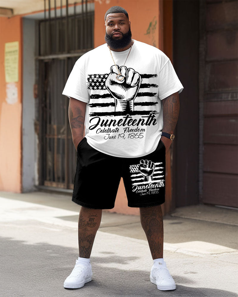 Big & Tall Juneteenth T-Shirt Shorts Set for big men view 2