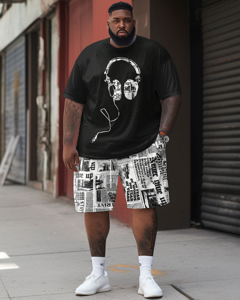 Big & Tall Gradient T-Shirt Shorts Set for big men view 1