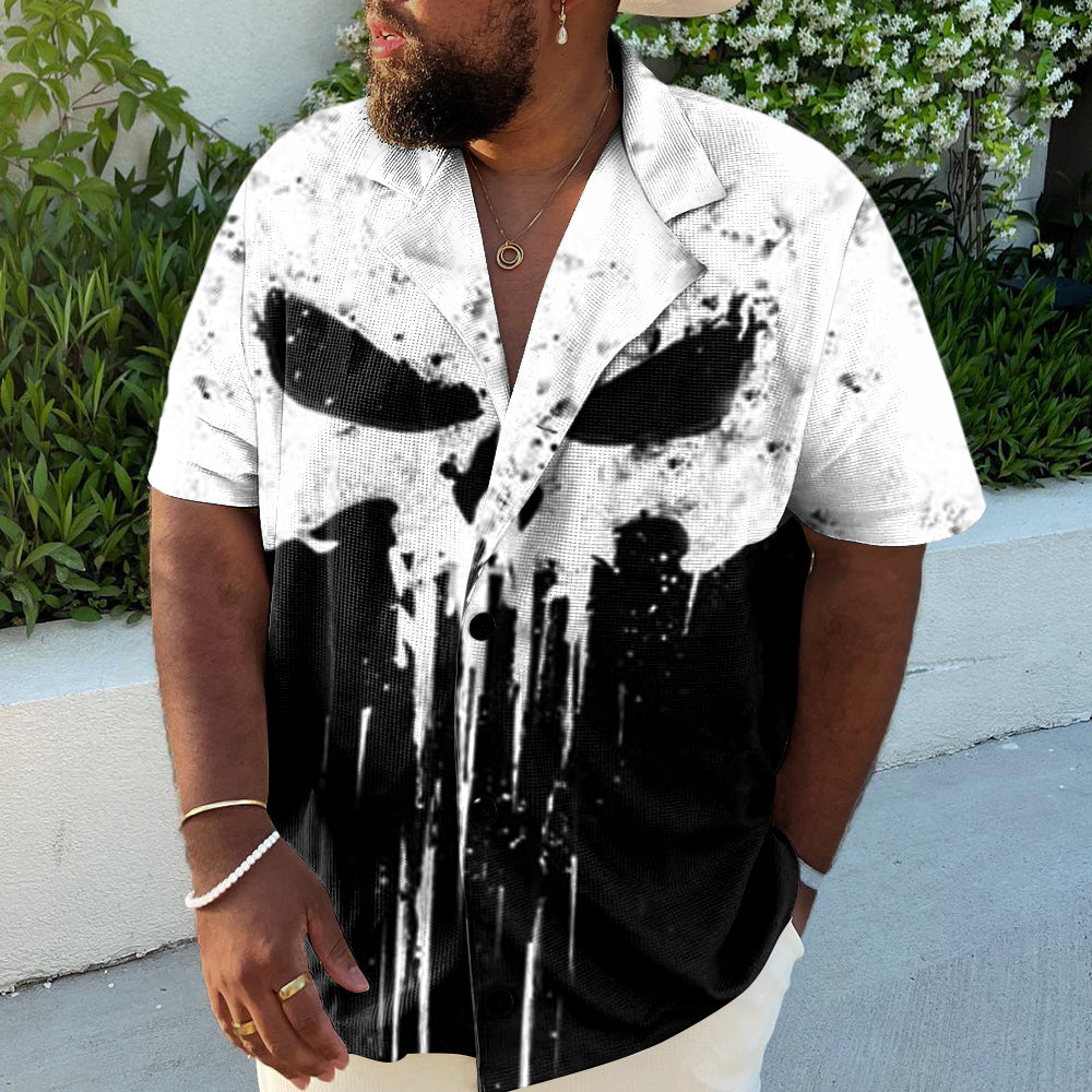 Big & Tall Colorblock Skull Short Sleeve Shirt for big men view 2