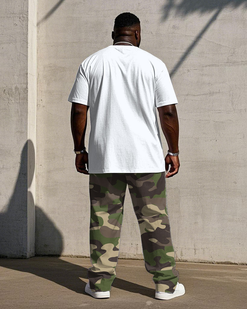 Big & Tall Camouflage T-Shirt Pants Set for big men view 4