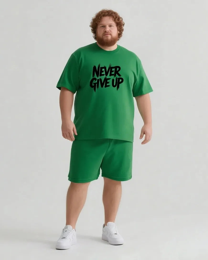 Big & Tall Graphic Streetwear T-Shirt Shorts Set for big men view 13