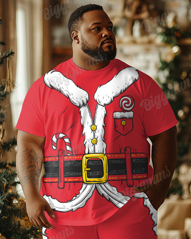 Big & Tall Red Graphic T-Shirt Shorts Set for big men view 4