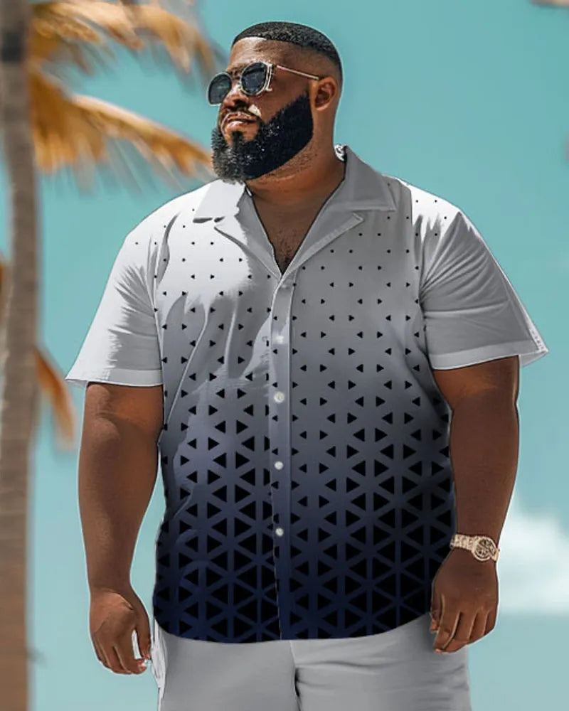 Big & Tall Graphic Business Casual T-Shirt Shorts Set for big men view 3