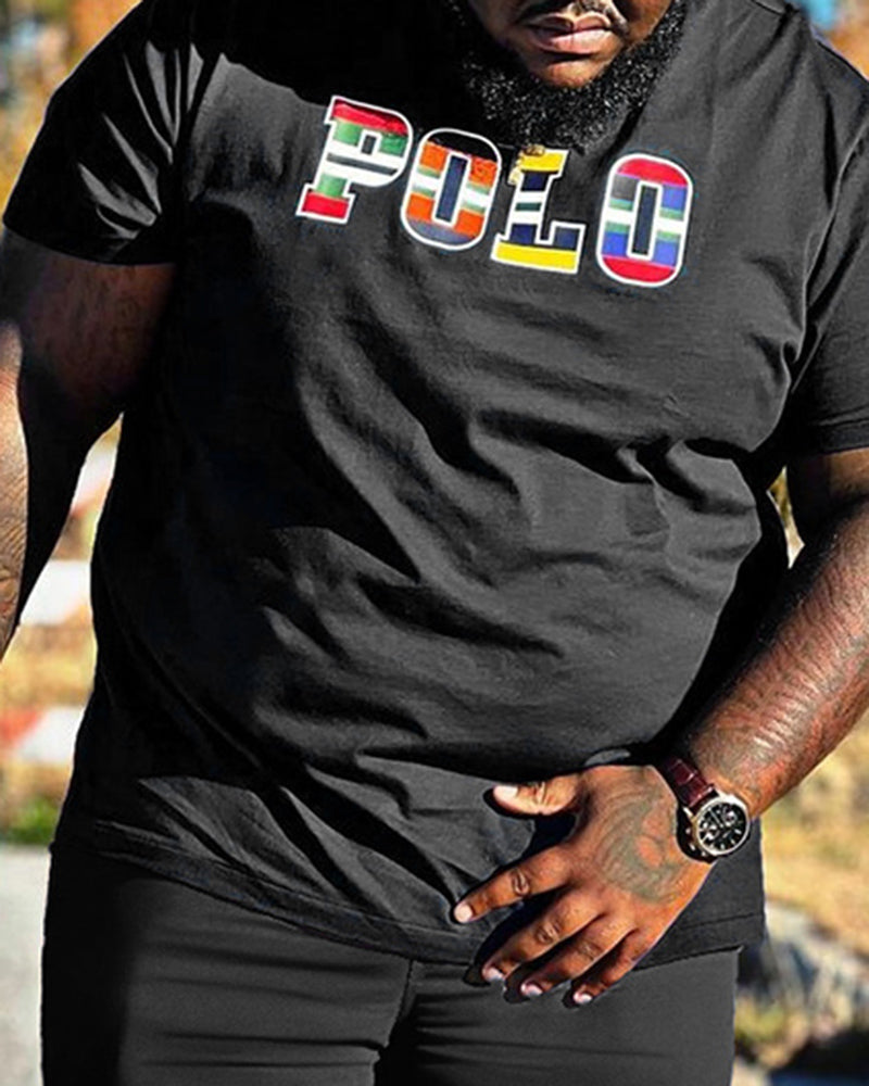 Big & Tall Graphic Streetwear T-Shirt Shorts Set for big men view 5