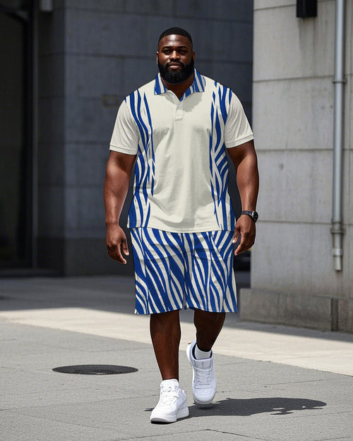 Big & Tall Striped Polo Shorts Set for big men view 1