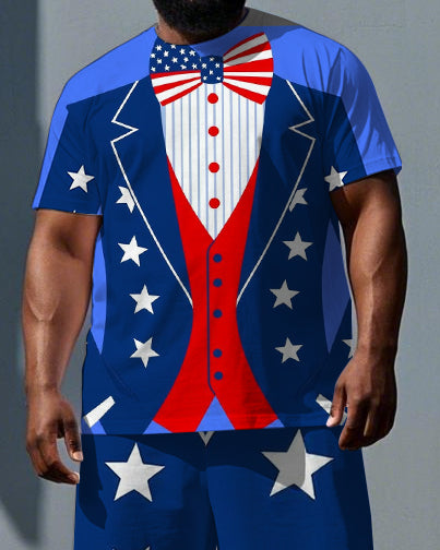 Big & Tall Graphic T-Shirt Shorts Set for big men view 2