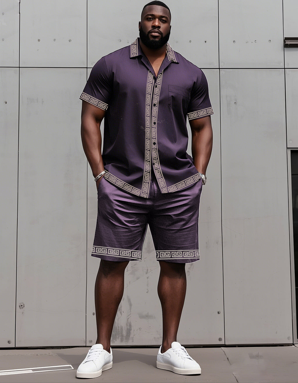 Big & Tall Colorblock T-Shirt Shorts Set for big men view 6