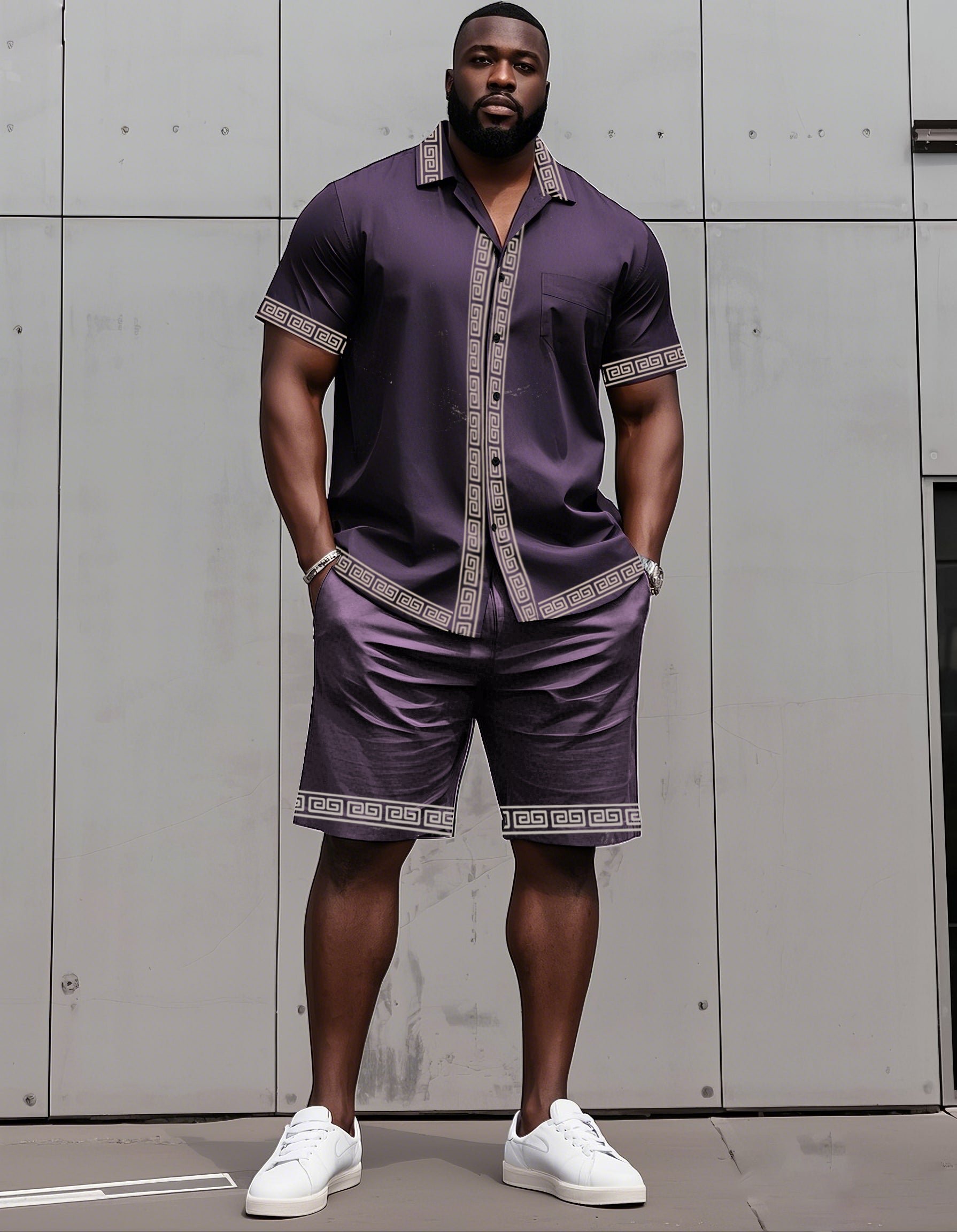 Big & Tall Colorblock T-Shirt Shorts Set for big men view 6
