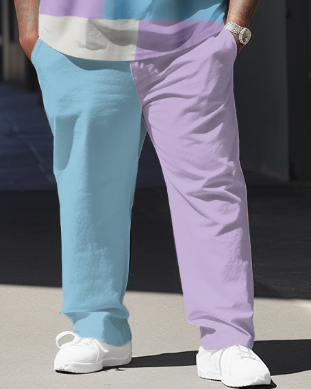 Big & Tall Colorblock Graphic T-Shirt Pants Set for big men view 3