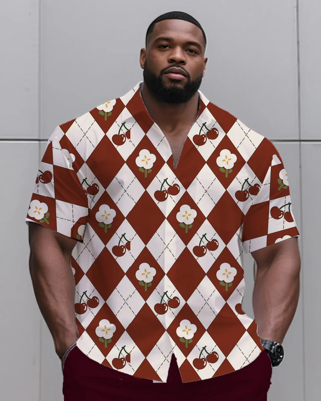 Big & Tall Graphic T-Shirt Shorts Set for big men view 3