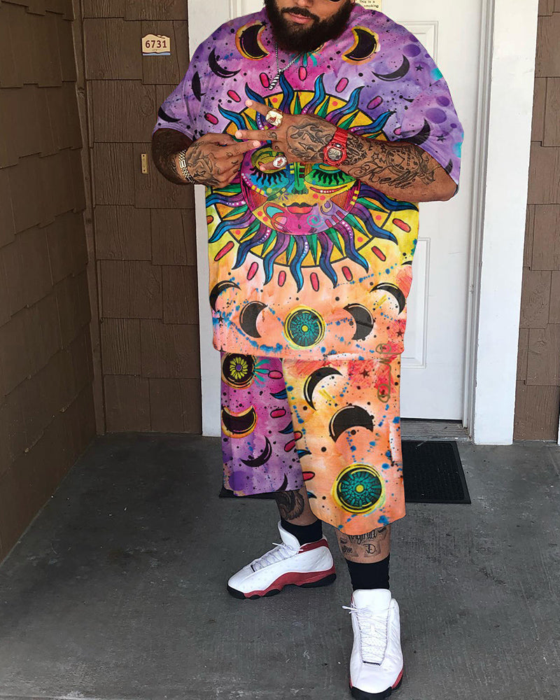 Big & Tall Streetwear Skull Two-piece Set for big men