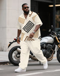 Big & Tall Geometric Striped T-Shirt Pants Set for big men view 1
