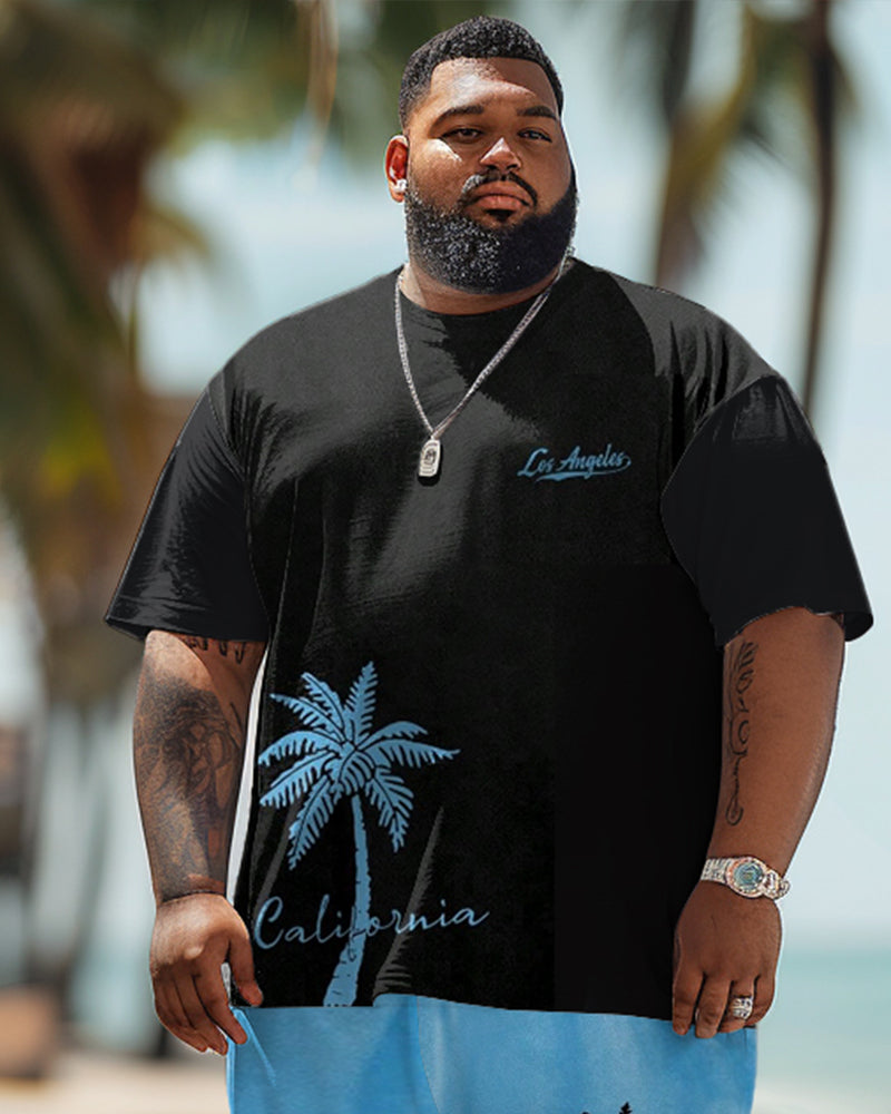 Big & Tall Hawaiian Graphic T-Shirt Shorts Set for big men view 2