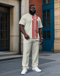 Big & Tall Red Striped Graphic T-Shirt Pants Set for big men view 1